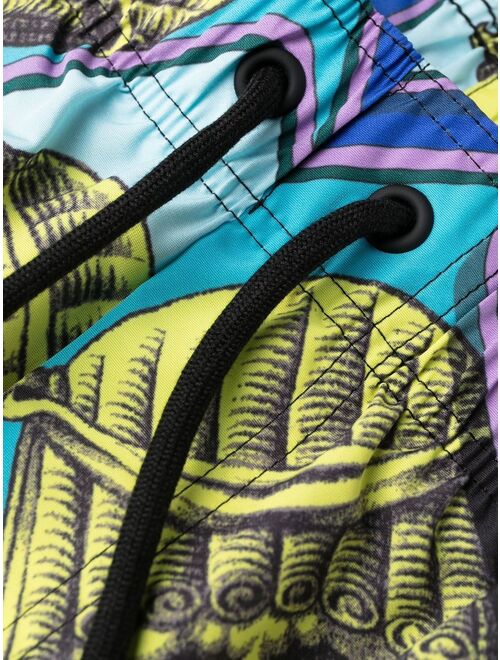 Versace Le Maschere-print swim shorts