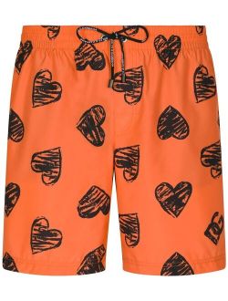 heart-print swim shorts