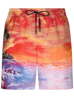 beach-print swim shorts