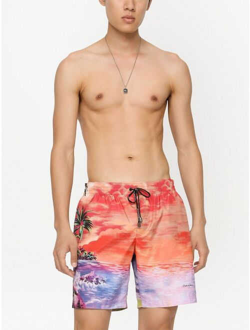 Dolce & Gabbana beach-print swim shorts