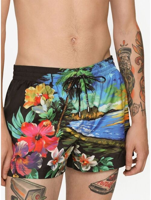 Dolce & Gabbana Hawaiian print swim shorts