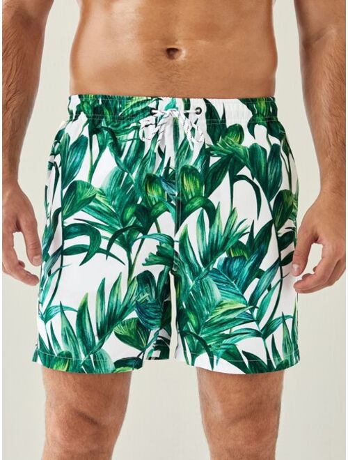 Men Tropical Print Swim Trunks