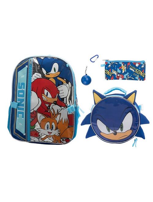 Licensed Character Sonic The Hedgehog 5 Piece Backpack & Lunch Box Set