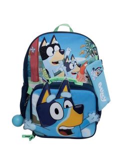 Licensed Character Bluey 5 Piece Backpack & Lunch Box Set