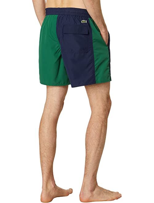Club Lacoste Color-Blocked Swim Shorts with Adjustable Waist