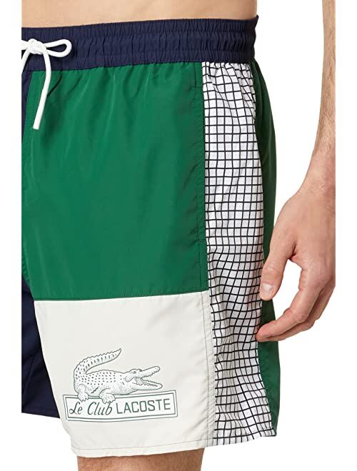 Club Lacoste Color-Blocked Swim Shorts with Adjustable Waist