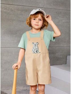 Toddler Boys Cartoon Graphic Overall Romper Without Tee