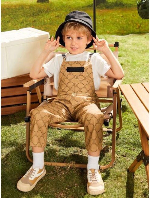 Shein Toddler Boys Allover Bear Print Overall Jumpsuit Without Tee