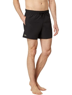 Solid Elastic Waist Swim Trunks