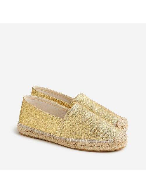 Made-in-Spain espadrille flats in metallic canvas