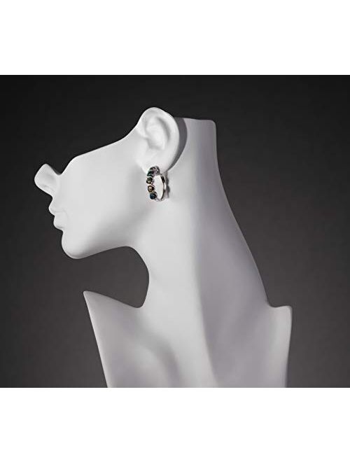 Peora Sterling Silver Created Opal Hoop Earrings 2.5 Carats