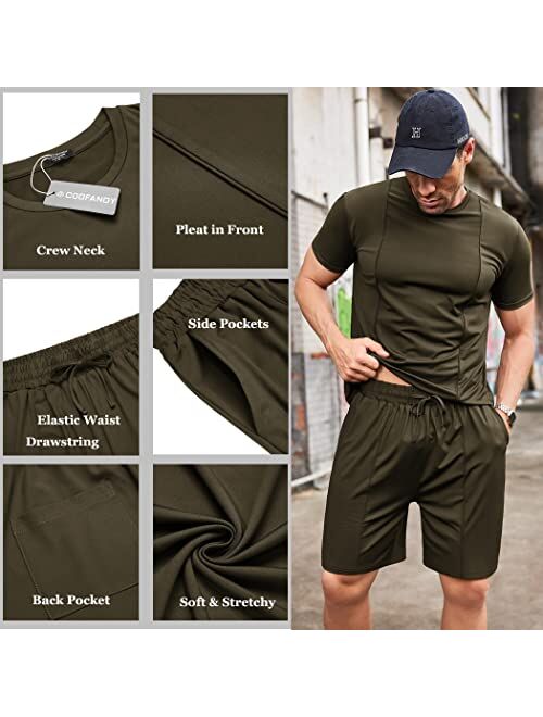 COOFANDY Men's Short Sets 2 Piece Outfits Summer Short Sleeve T Shirt and Shorts Tracksuit Sets Casual Athletic Sports Suit