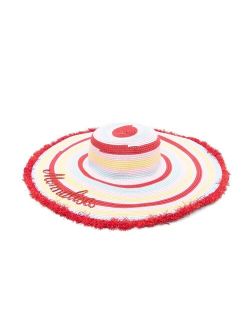 embroidered-logo raffia sun hat