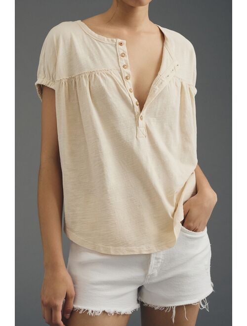 Pilcro Ruched Henley Tee