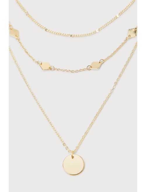 Lulus Undeniable Style Gold Layered Pendant Necklace