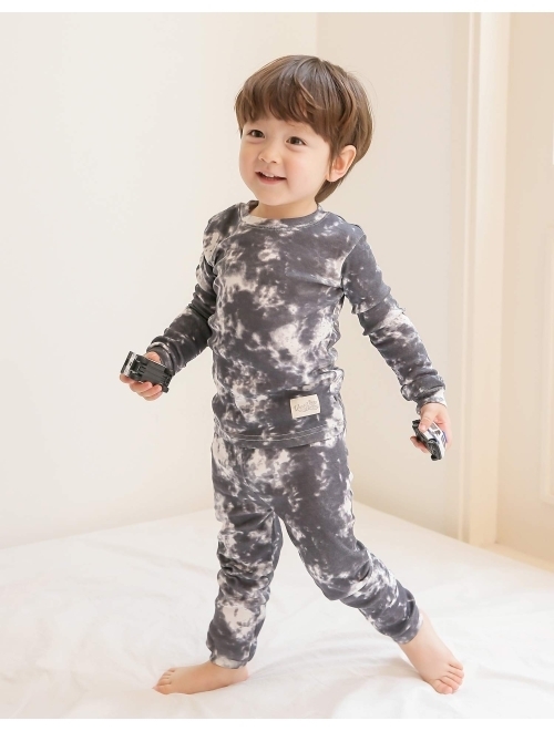 VAENAIT BABY 12M-12 Toddler Kids Boys Girls 100% Cotton Marbling Sung Fit Sleepwear Pajamas 2pcs Pjs Set