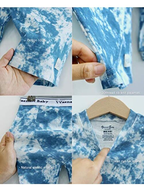 VAENAIT BABY 12M-12 Toddler Kids Boys Girls 100% Cotton Marbling Sung Fit Sleepwear Pajamas 2pcs Pjs Set