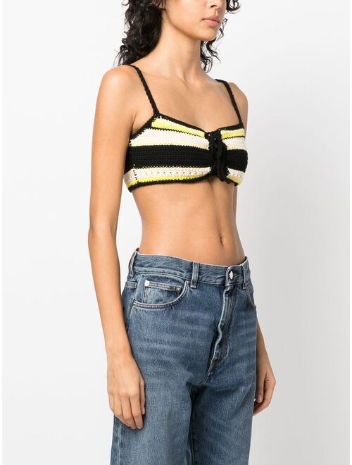 GANNI striped crochet top