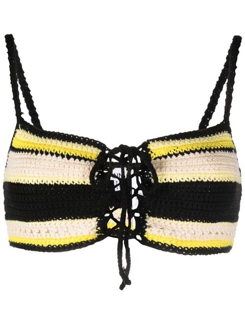 GANNI striped crochet top