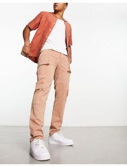 straight leg cargo pants in washed brown