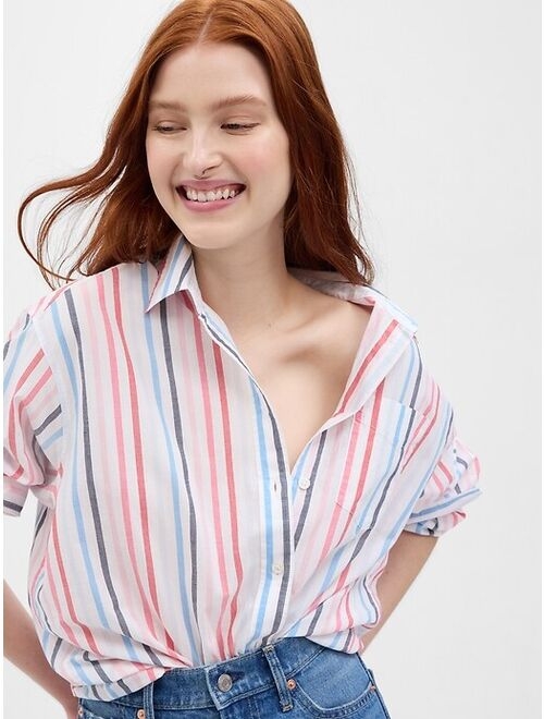 Gap Cotton Stripe Long Sleeve Oversized Big Shirt
