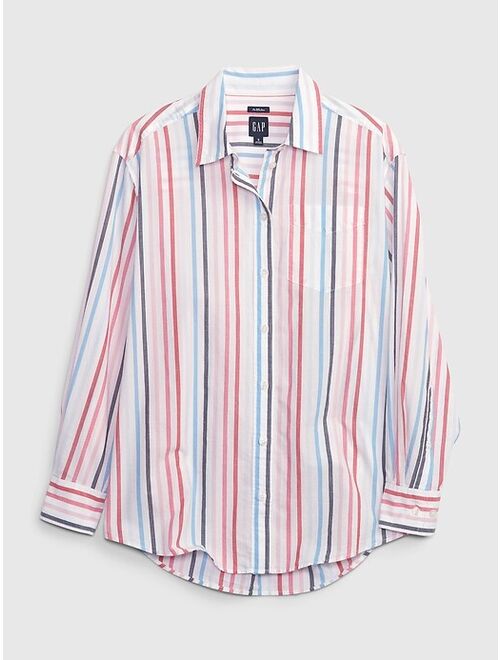 Gap Cotton Stripe Long Sleeve Oversized Big Shirt