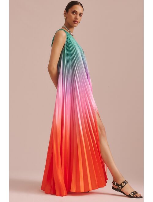 Delfi Collective One-Shoulder Pleated Ombre Dress