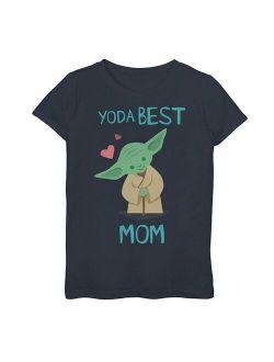 licensed character Girls 6-16 Star Wars "Yoda Best Mom" Yoda Chibi Portrait Graphic Tee