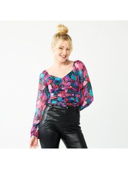 Juniors' SO Cropped Ruched Front Top