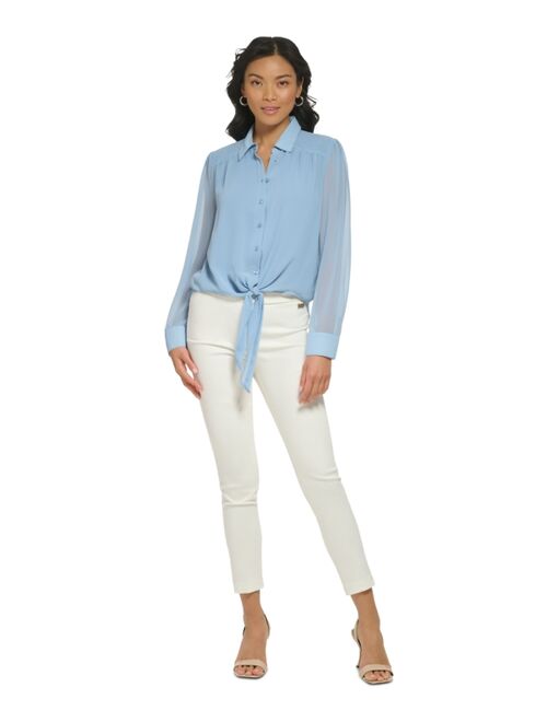 CALVIN KLEIN Women's Tie-Hem Shirt