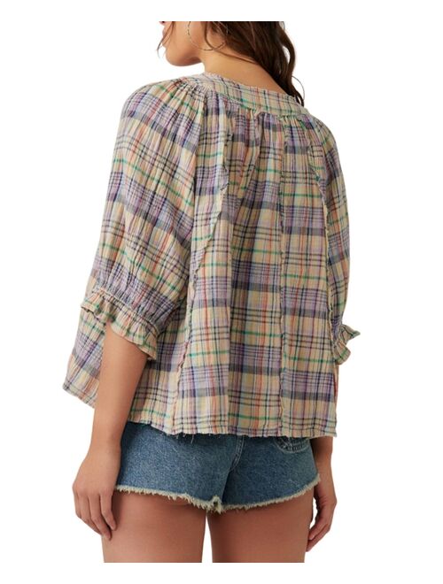 FREE PEOPLE Women's Lucy Cotton Button-Front Swing Blouse