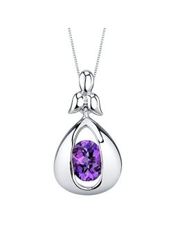 Sterling Silver Cascade Pendant Necklace for Women in Various Gemstones, Oval Shape 8x6mm, with 18 inch Chain