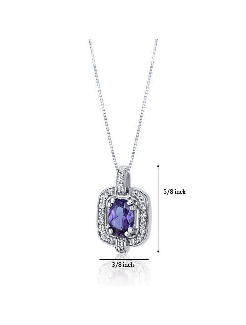Peora Simulated Alexandrite Pendant Necklace for Women 925 Sterling Silver, Color-Changing 1 Carat Oval Shape with 18 inch Chain