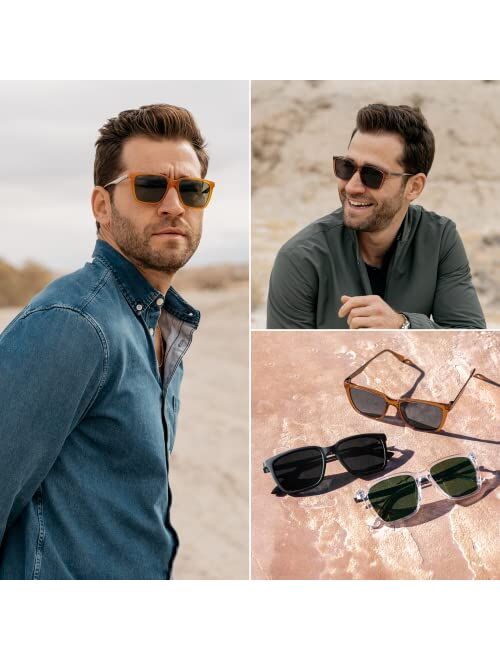 WearMe Pro WMP Eyewear Polarized Rectangular Metal Sunglasses Retro Shaped with Supreme UV400 Protection