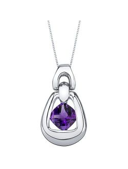 Sterling Silver Sungate Solitaire Pendant Necklace in Various Gemstones, 6mm Cushion Cut, with 18 inch Italian Chain