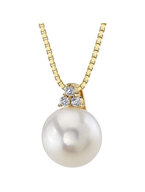 Peora Freshwater Cultured White Pearl Pendant in 14K Yellow Gold, Round Button Shape, 10mm Heirloom Slider Solitaire
