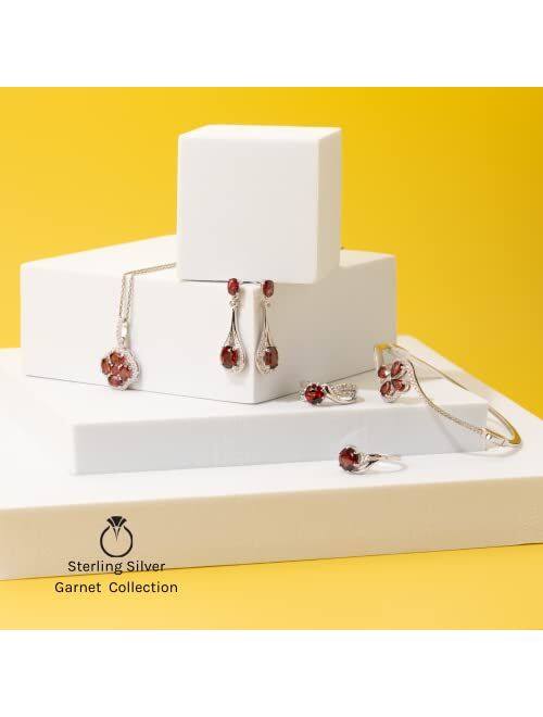 Peora 8.50 Carats Garnet Tennis Bracelet for Women 925 Sterling Silver, Natural Gemstone Birthstone, Oval Shape 6x4mm, 7 1/4 inch length