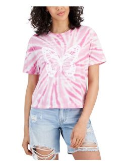 REBELLIOUS ONE Juniors' Tie-Dyed Butterfly T-Shirt