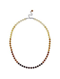 Genuine Baltic Amber Tennis Necklace for Women 925 Sterling Silver, Rich Multicolor 6mm Beads, 19 inches length with 2.5 inch Extender