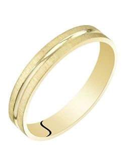 Solid 14K Yellow Gold 3mm Wedding Anniversary Ring Band for Women, Rich Dual Finish, Comfort Fit, Sizes 4 to 9