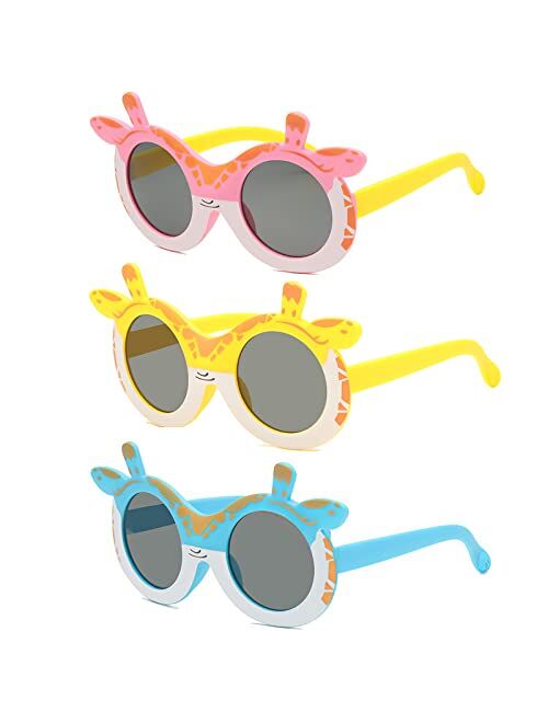 Ricawa 3 Pack Deer Kids Sunglasses, Toddler Sunglasses for Boys Girls Age 2-4-6, Polarized Sunglasses for Kids, 100% UV Protection