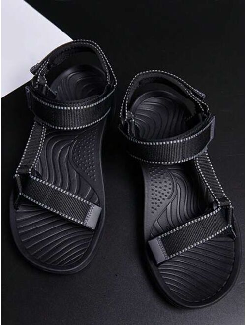 Beatus Shoes Men Two Tone Hook-and-loop Fastener Sport Sandals, Sporty Outdoor Fabric Sandals
