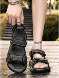 Baxing Shoes Fashionable Sport Sandals For Men, Cut Out Design Hook-and-loop Fastener Strap Sandals