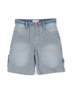 Kids stripe-pattern denim bermuda shorts
