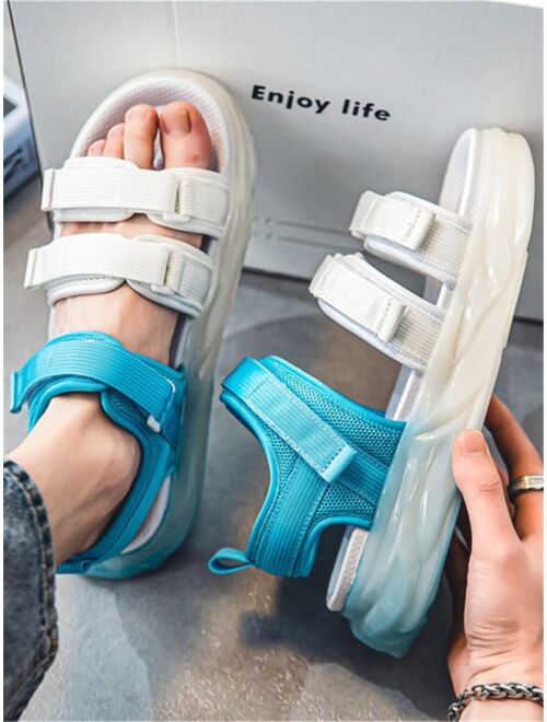 Huangxiaojie Fashionable Sport Sandals For Men, Two Tone Hook-and-loop Fastener Strap Sandals
