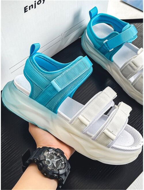 Huangxiaojie Fashionable Sport Sandals For Men, Two Tone Hook-and-loop Fastener Strap Sandals