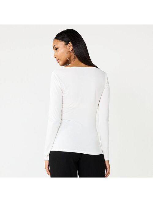 Women's Nine West Fitted Long Sleeve Cutout Top