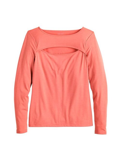 Women's Nine West Fitted Long Sleeve Cutout Top