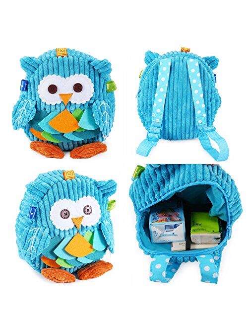 Rejolly Owl Backpack for Toddler Girls Cute Mini Plush Baby Book Bag Animal Cartoon Preschool Purse for Kids 1.5-3 Years Pink