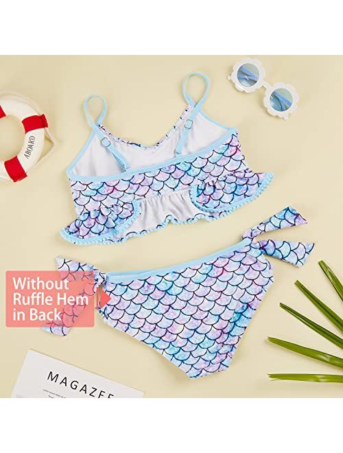swimsobo Girls Mermaid Swimsuit Ruffle Bathing Suit Kids Two Piece Bikini Set for 3-12 Years